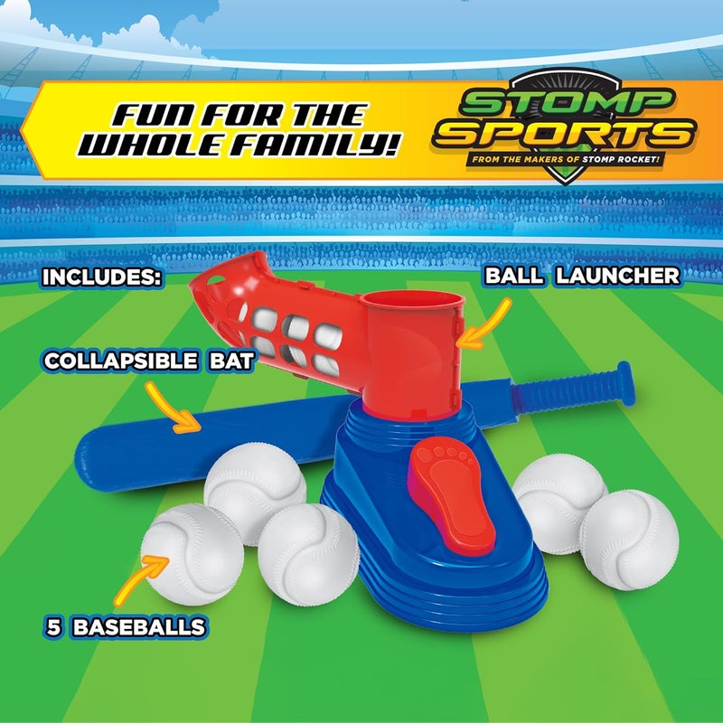 Stomp Rocket Stomp N Pitch Baseball Pitching Machine for Kids - Baseball Training Machines for Boys & Girls with Collapsible Bat, Launcher & 5 Balls - Outdoor Sports Gear & Toys - 6+ Year Olds - Image 3